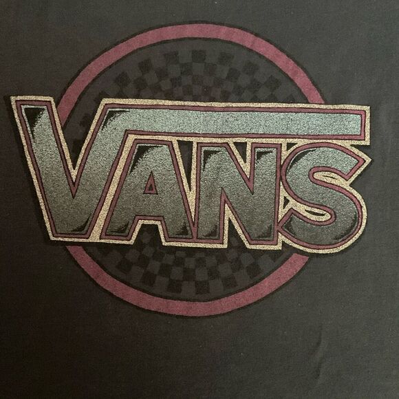 Vans Tee Shirt  Round Scoop Neck Short Sleeves Bluish Grey Pink Vans Logo XS - Picture 7 of 9